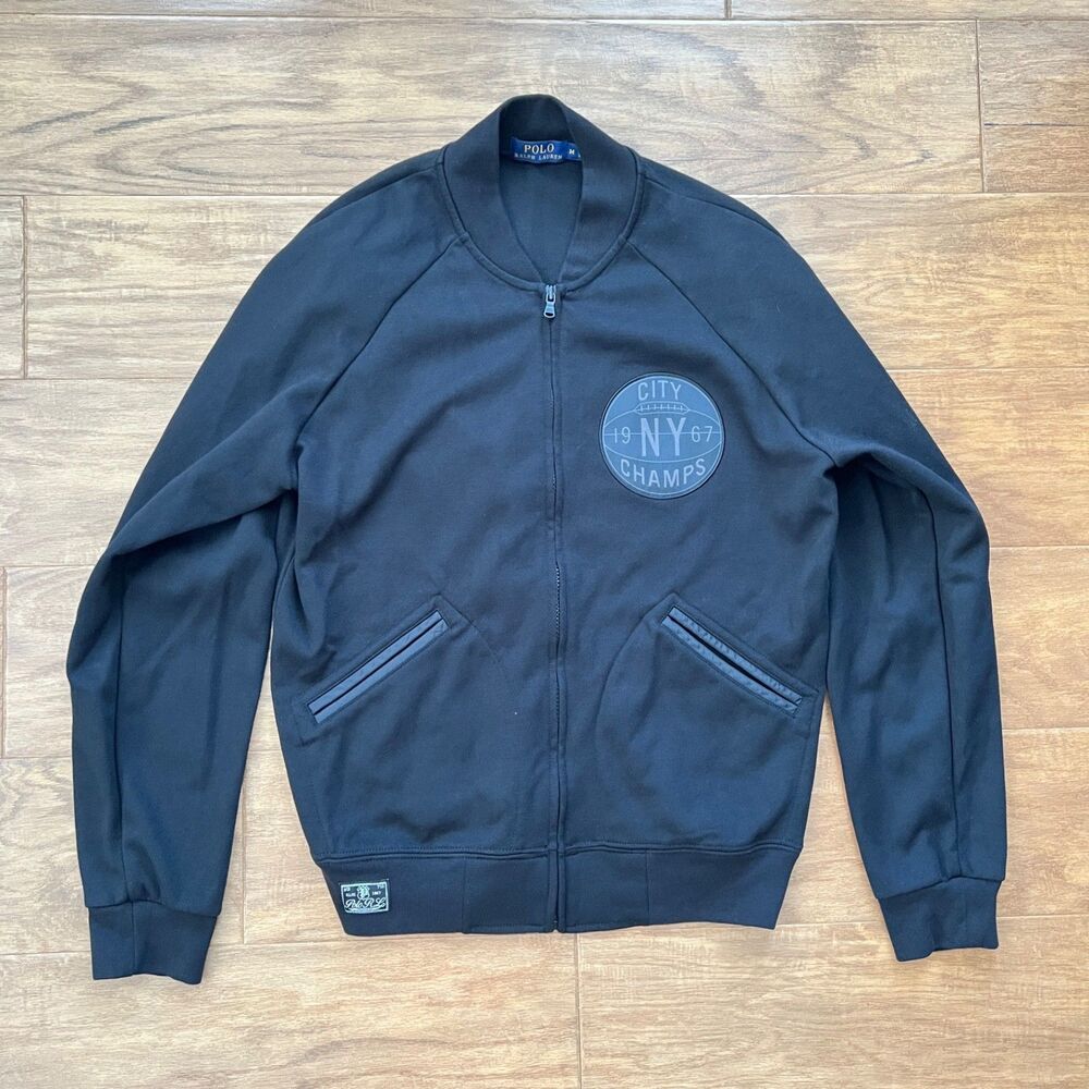 Polo Ralph Lauren City Champs NY 1967 Bomber Jacket Mens Size M Black